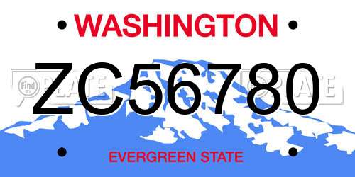 ZC56780 Washington License Plate