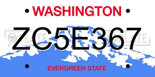 ZC5E367 Washington License Plate