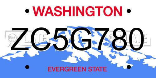 ZC5G780 Washington License Plate