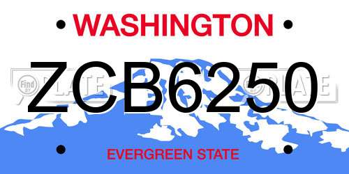 ZCB6250 Washington License Plate
