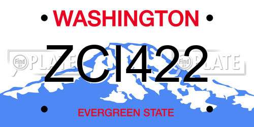 ZCI422 Washington License Plate