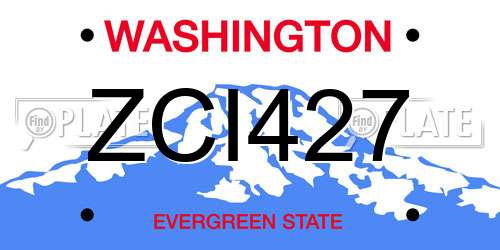 ZCI427 Washington License Plate