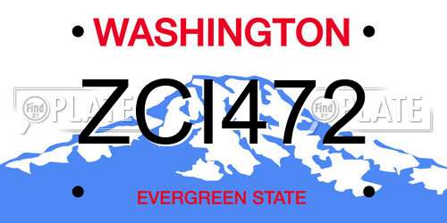 ZCI472 Washington License Plate