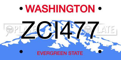 ZCI477 Washington License Plate