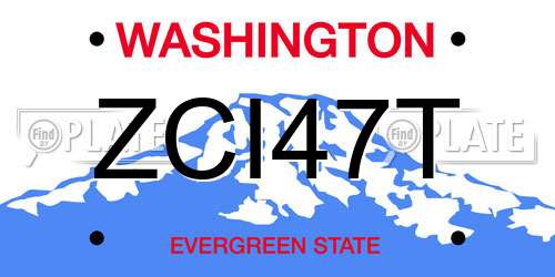 ZCI47T Washington License Plate