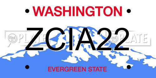 ZCIA22 Washington License Plate