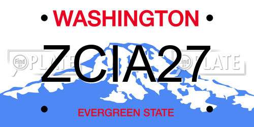 ZCIA27 Washington License Plate