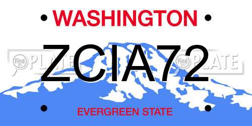 ZCIA72 Washington License Plate