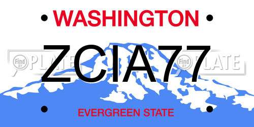 ZCIA77 Washington License Plate