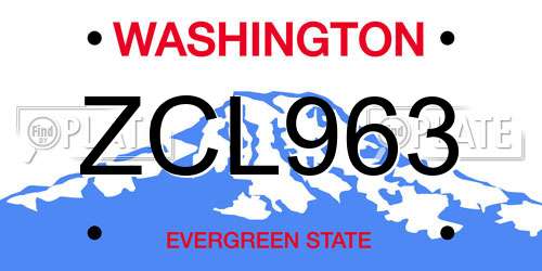 ZCL963 Washington License Plate