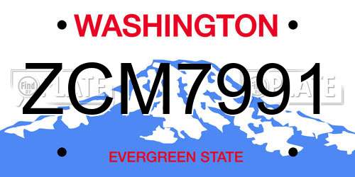 ZCM7991 Washington License Plate