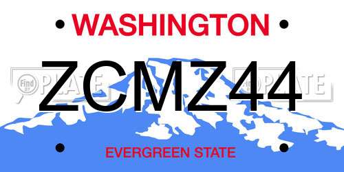 ZCMZ44 Washington License Plate