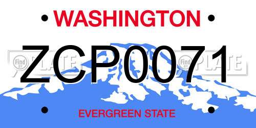 ZCP0071 Washington License Plate