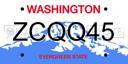 ZCQQ45 Washington License Plate