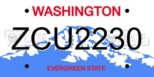 ZCU2230 Washington License Plate