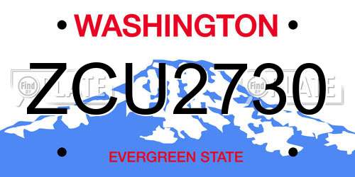 ZCU2730 Washington License Plate