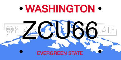 ZCU66 Washington License Plate