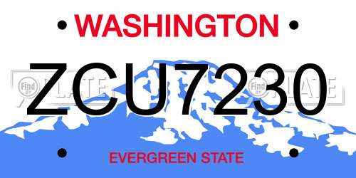 ZCU7230 Washington License Plate