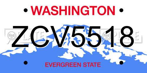 ZCV5518 Washington License Plate