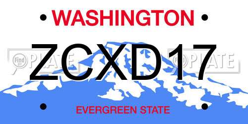 ZCXD17 Washington License Plate