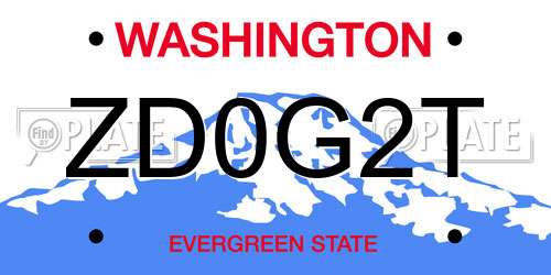 ZD0G2T Washington License Plate