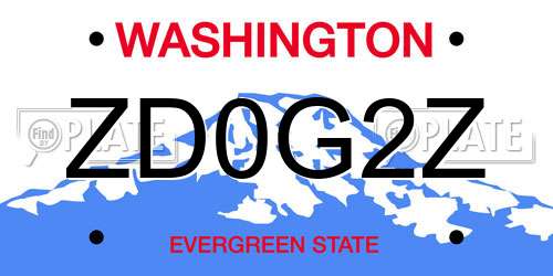 ZD0G2Z Washington License Plate