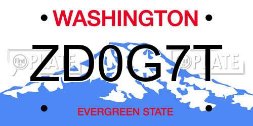 ZD0G7T Washington License Plate