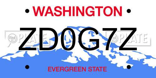 ZD0G7Z Washington License Plate