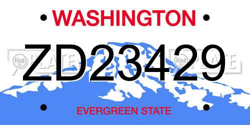 ZD23429 Washington License Plate