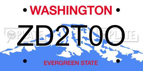 ZD2T0O Washington License Plate