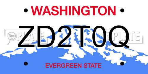 ZD2T0Q Washington License Plate