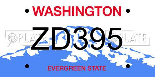 ZD395 Washington License Plate