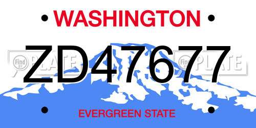 ZD47677 Washington License Plate