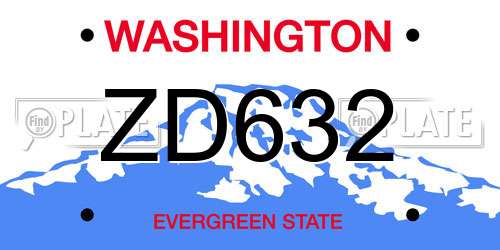 ZD632 Washington License Plate