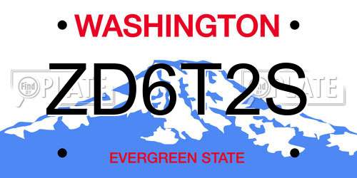 ZD6T2S Washington License Plate