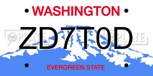 ZD7T0D Washington License Plate