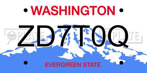 ZD7T0Q Washington License Plate