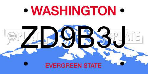 ZD9B3J Washington License Plate