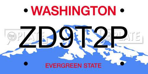 ZD9T2P Washington License Plate