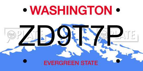 ZD9T7P Washington License Plate