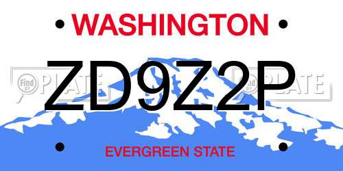 ZD9Z2P Washington License Plate