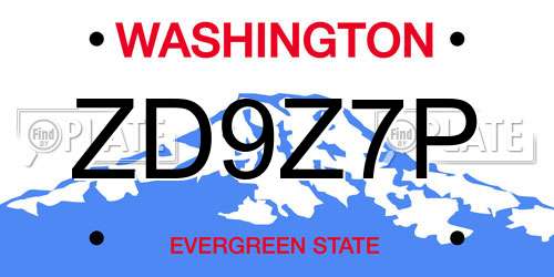ZD9Z7P Washington License Plate