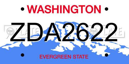 ZDA2622 Washington License Plate