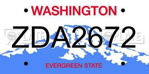 ZDA2672 Washington License Plate