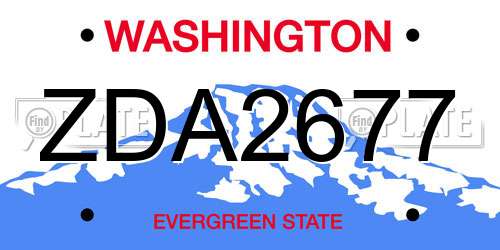 ZDA2677 Washington License Plate