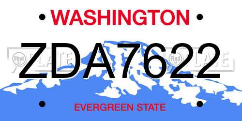 ZDA7622 Washington License Plate