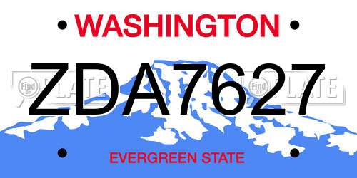 ZDA7627 Washington License Plate