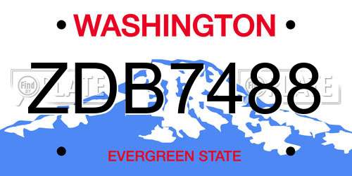 ZDB7488 Washington License Plate