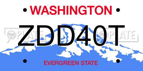 ZDD40T Washington License Plate