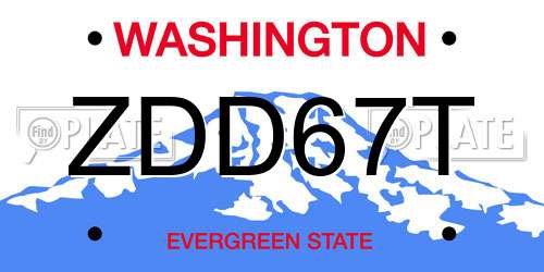 ZDD67T Washington License Plate